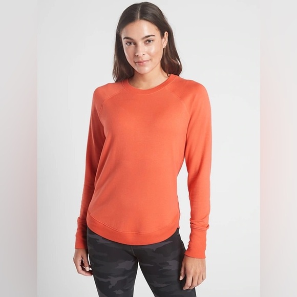 Athleta MINDSET SWEATSHIRT Orange Long Sleeve Sweatshirt Size Small - Picture 1 of 7